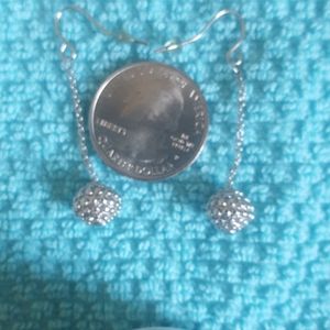 Silver Ball on Chain Earrings